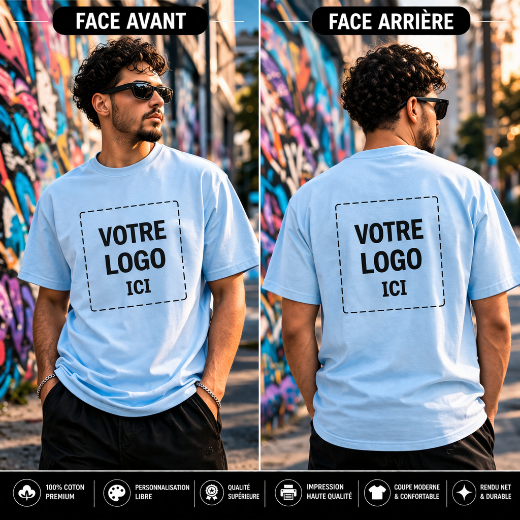 T-shirt homme personnalisé R3K NO LIMIT, impression DTF sur coton épais, vue de dos