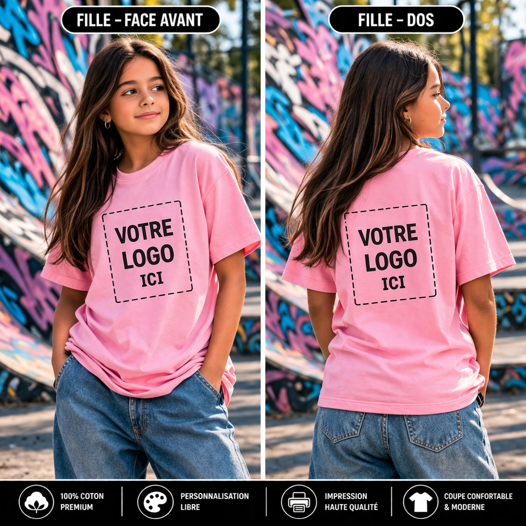 T-Shirt Fille Personnalisé DTF | Cadeau Enfant Unique - R3K - vue 3