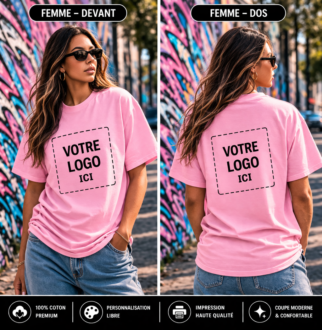 T-shirt femme personnalisé R3K NO LIMIT, streetwear fabriqué à la main en France