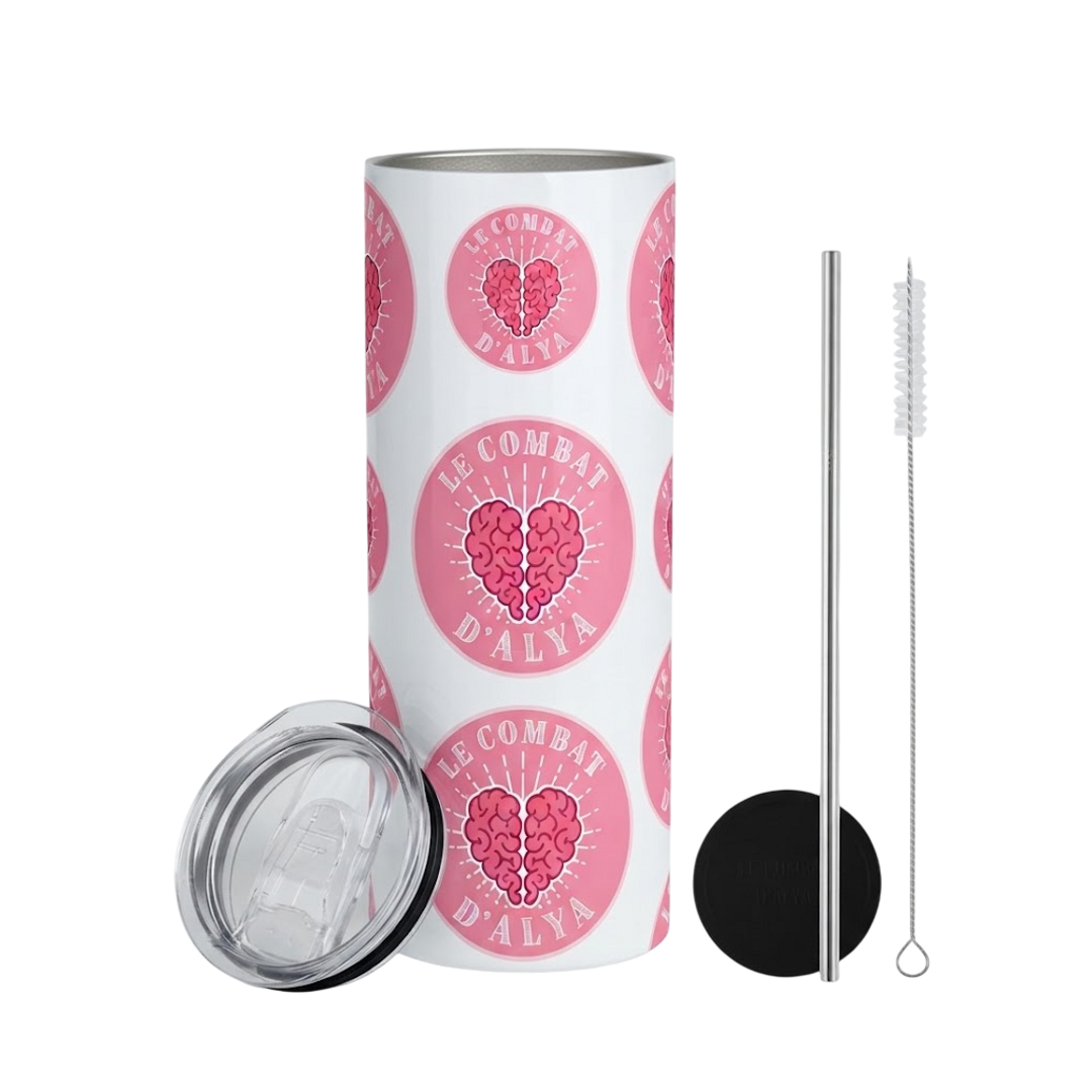 Tumbler Le Combat d'Alya avec couvercle, paille inox et brosse